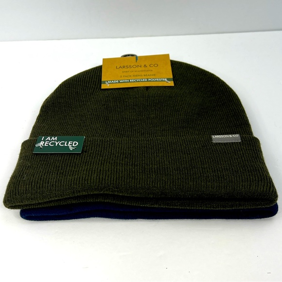 LARSSON & CO SPIRIT OF SCANDINAVIA, BEANIE SET, OLIVE GREEN & NAVY BLUE,ONE SIZE - Picture 3 of 14